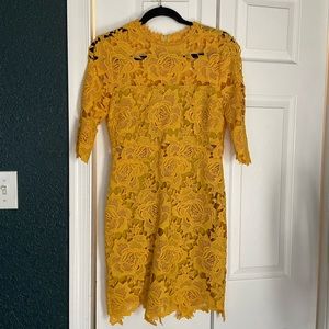 Lulus A Fine Romance Golden Yellow Dress